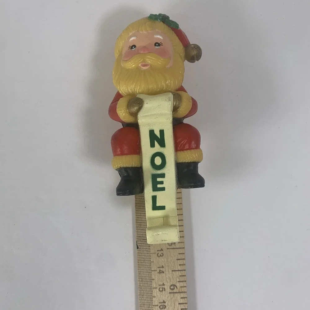 Vintage Russ Santa Claus Noel Christmas Stocking Holder Hanger 90s Retro Red
